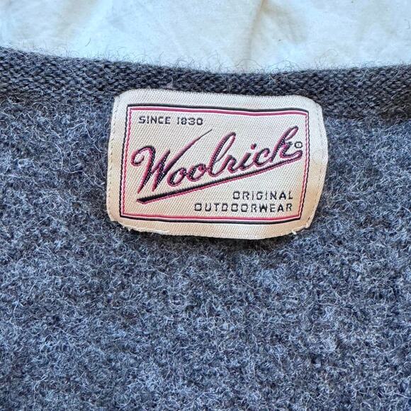 Woolrich Gray colorblock embroidered wool vest sz L Lagenlook scandi forest - Picture 3 of 8